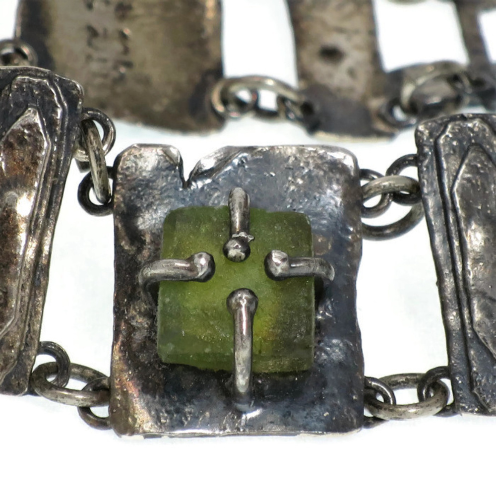 Israeli Bracelet Sterling Silver and Roman Glass Holy Land Artifact - Picture 7 of 8